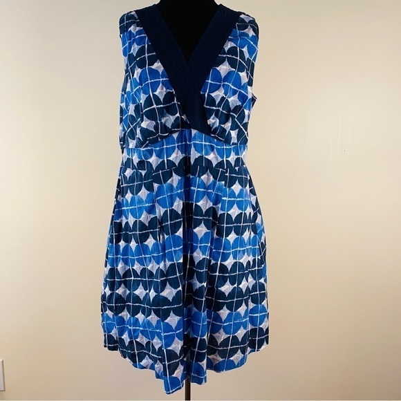 TOMMY Hilfiger dress sleeveless polka dot blue faux wrap V neck elastic waist - Picture 8 of 16